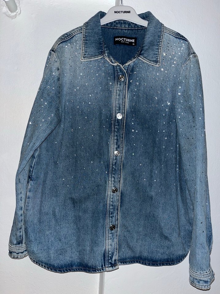 Taşlı ve Düğmeli Kadın Denim Ceket - Görsel 2