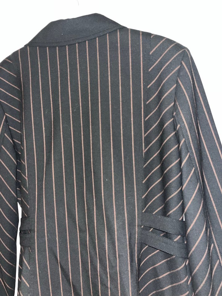 Düğmeli Siyah Çizgili Kadın Blazer Ceket - Görsel 4