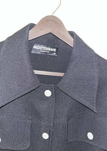 Nocturne Siyah Düğmeli Midi Kadın Ceket - Görsel 5