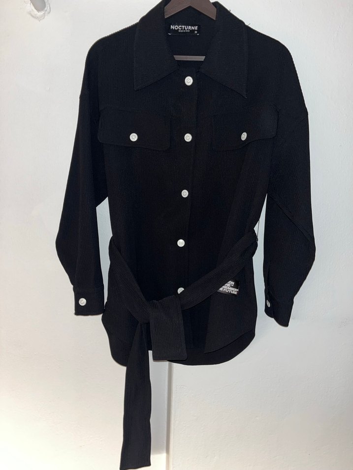 Nocturne Siyah Düğmeli Midi Kadın Ceket - Görsel 2