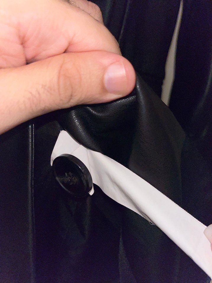 Düğmeli Siyah Deri Kadın Ceket - Görsel 4