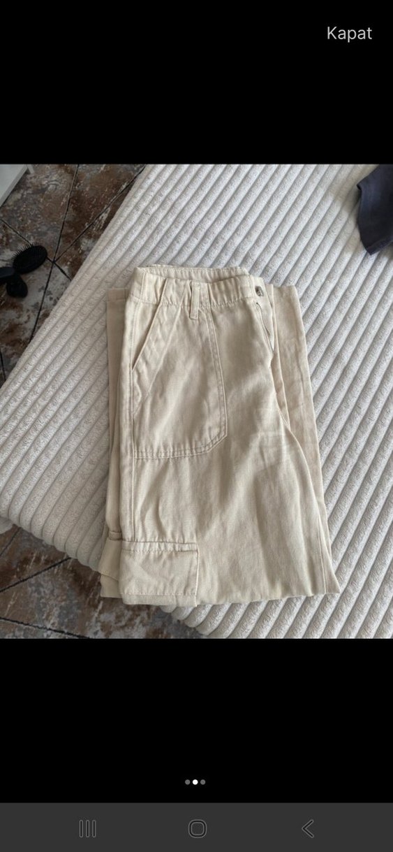 Bej Kadın  Bol Kesim Midi Jean - Görsel 2