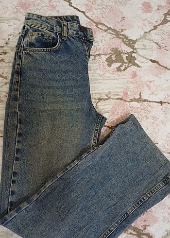 milla koyu mavi soluk efekt  yüksek bel jeans - Görsel 3