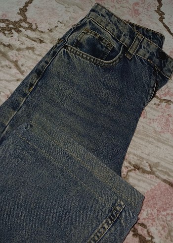 milla koyu mavi soluk efekt  yüksek bel jeans - Görsel 4