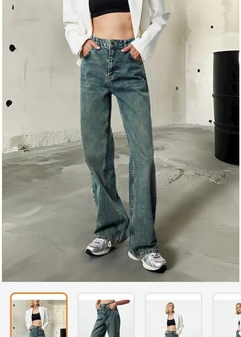 milla koyu mavi soluk efekt  yüksek bel jeans - Görsel 2