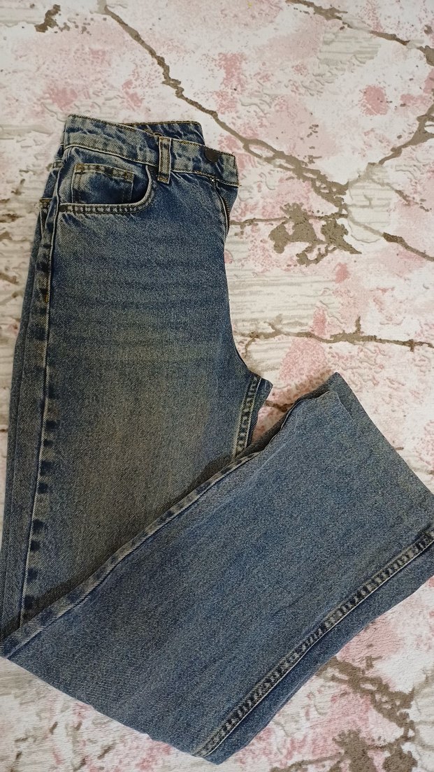 milla koyu mavi soluk efekt  yüksek bel jeans - Görsel 3