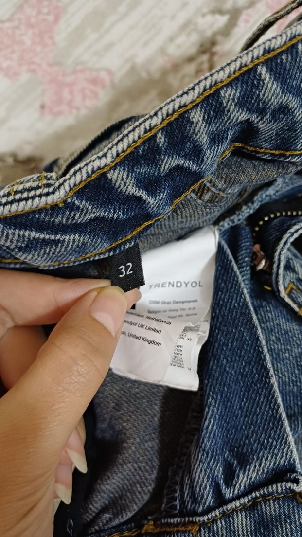 milla koyu mavi soluk efekt  yüksek bel jeans - Görsel 5
