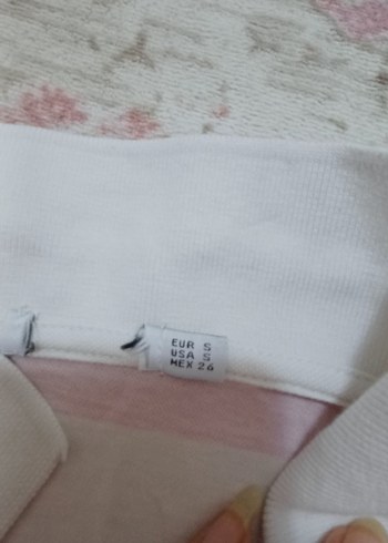 Pembe çizgili Polo Yaka crop - Görsel 4