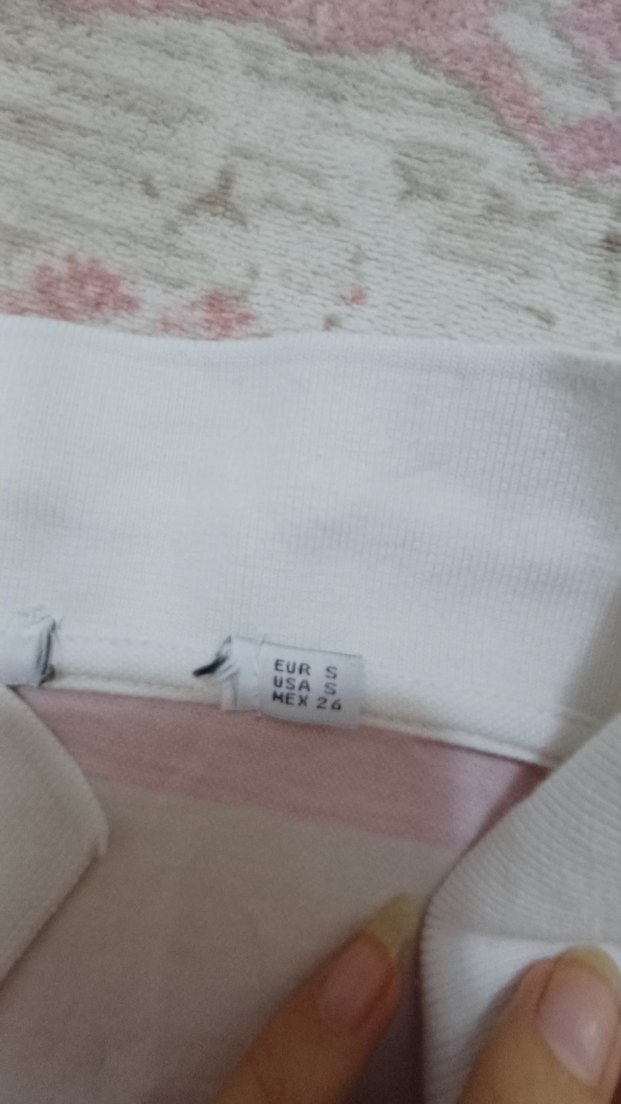 Pembe çizgili Polo Yaka crop - Görsel 4