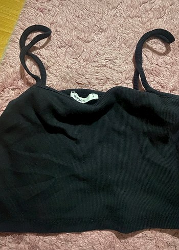 Siyah Örgü Strappy Crop Top