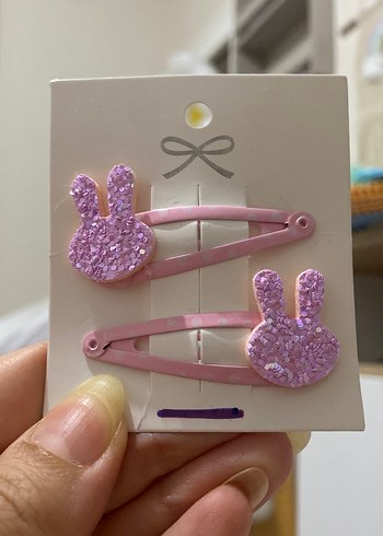 Zara Pembe Boncuklu Tavşan Figürlü Çocuk Toka Seti