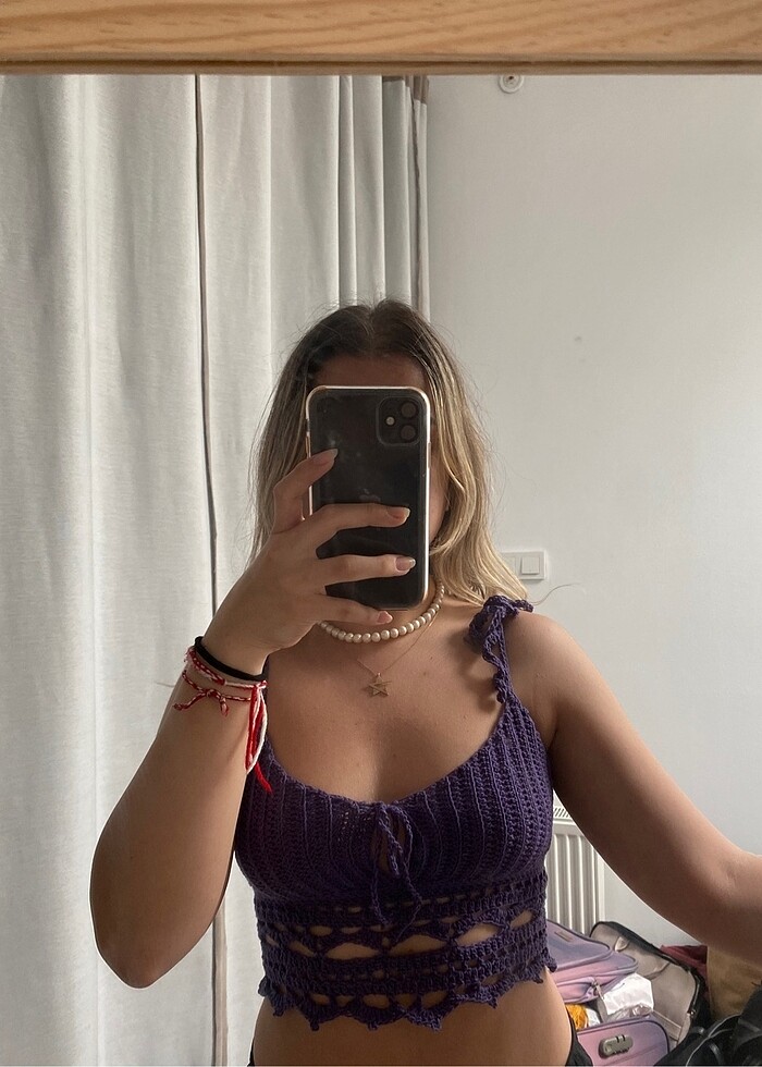 Örgü Crop Top - Görsel 2