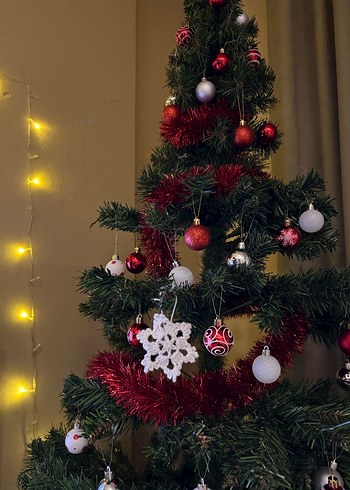 Örgü kar tanesi yılbaşı ağacı süsü (10 tane) - Görsel 2