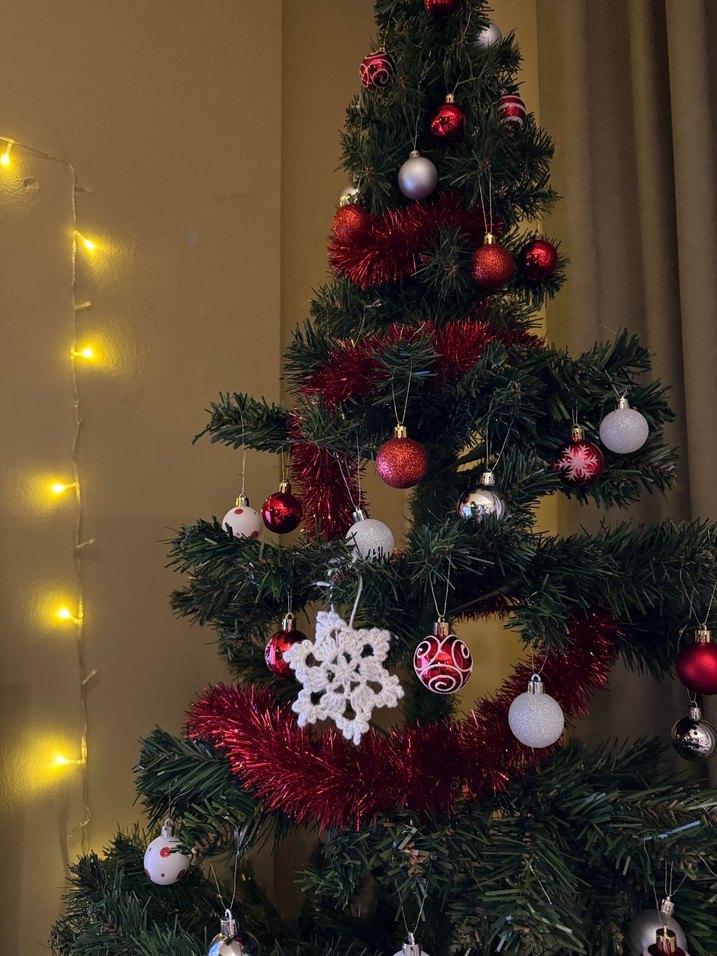 Örgü kar tanesi yılbaşı ağacı süsü (10 tane) - Görsel 2