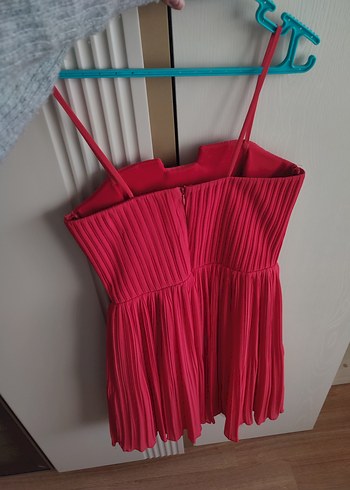 Spazio Nar Çiçeği Pilili Mini Abiye Elbise - Görsel 2