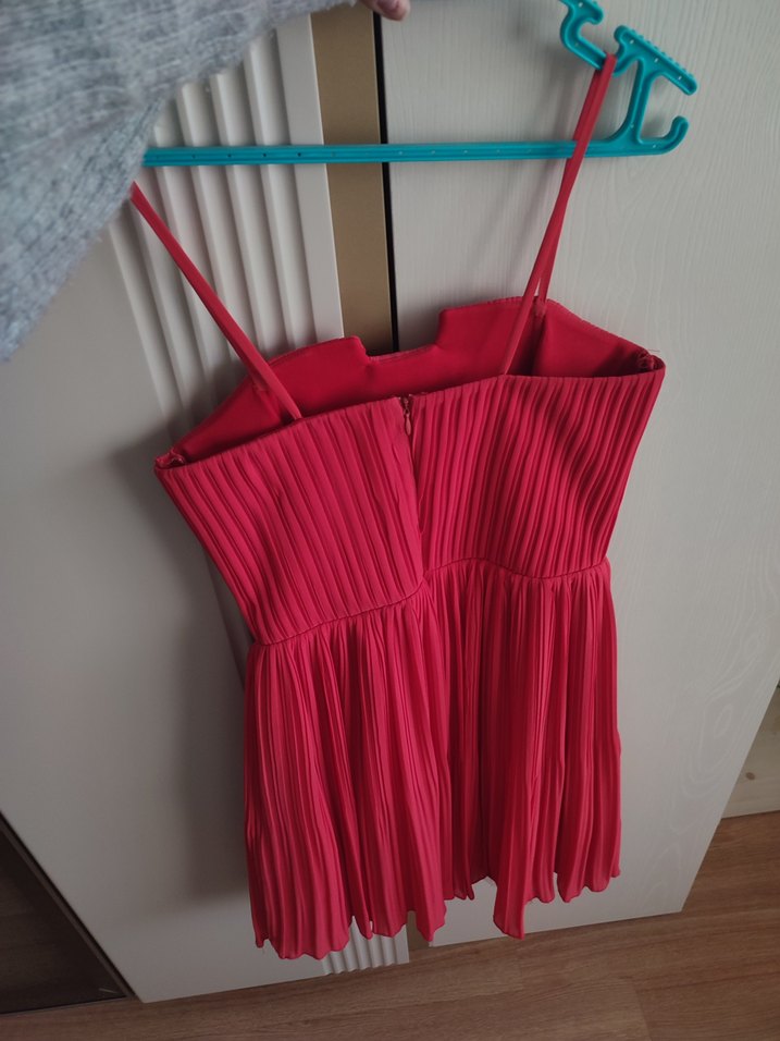 Spazio Nar Çiçeği Pilili Mini Abiye Elbise - Görsel 2