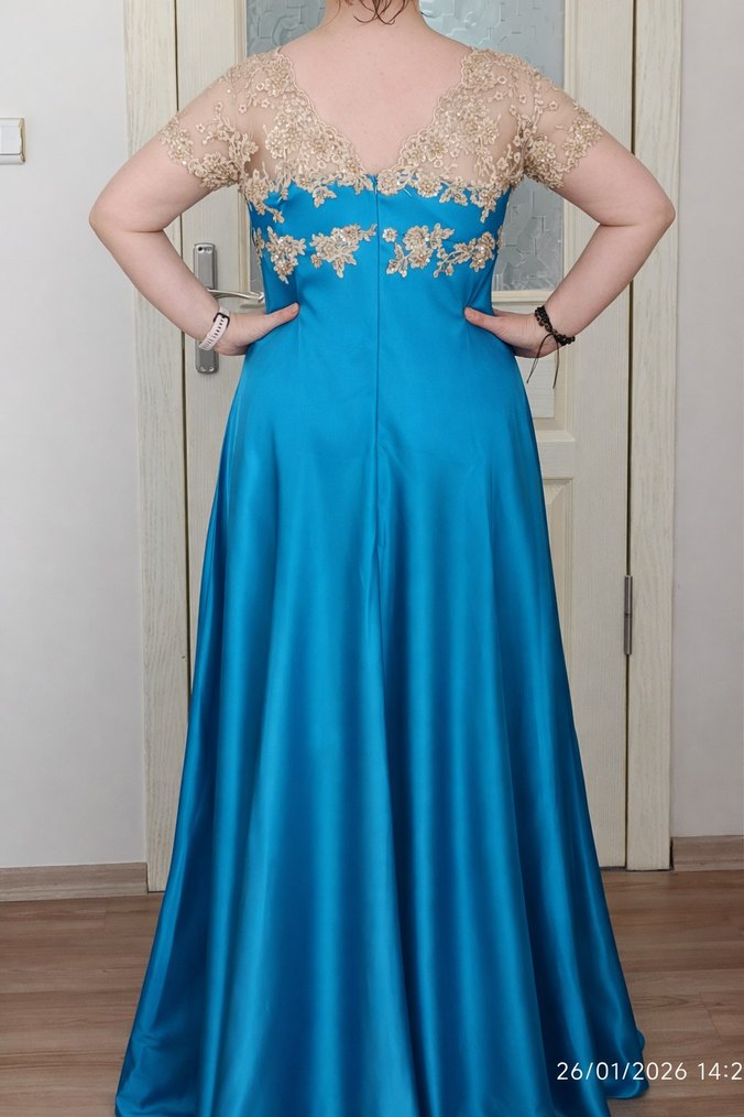 Mavi İşlemeli özel dikim Abiye - Görsel 2