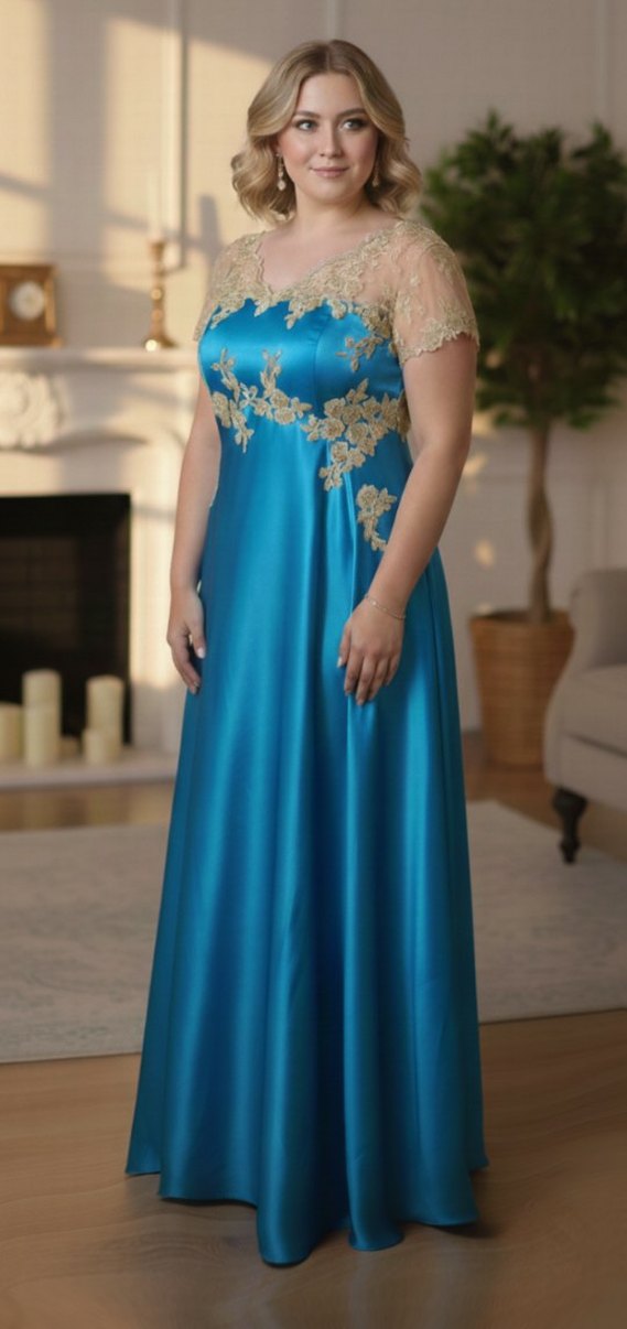 Mavi İşlemeli özel dikim Abiye - Görsel 3