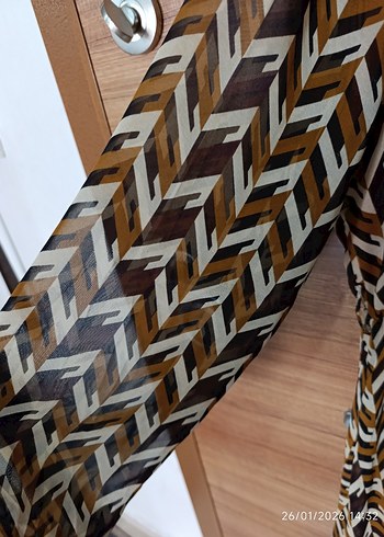 Bohem V Yakalı Uzun Kollu Elbise - Görsel 3