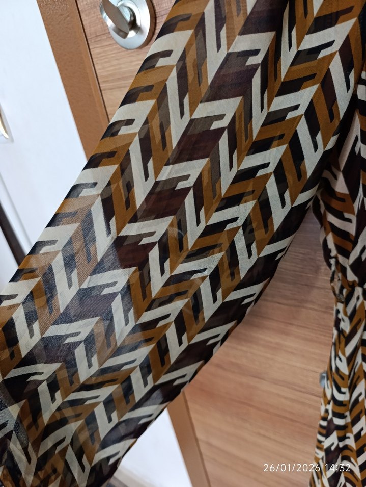 Bohem V Yakalı Uzun Kollu Elbise - Görsel 3