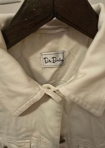 Düğmeli Beyaz Kadın Kot  Ceket - Görsel 2