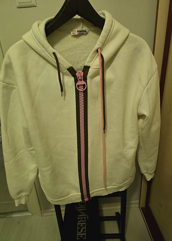 Divarese Beyaz Kapüşonlu Fermuarlı Sweatshirt - Görsel 2