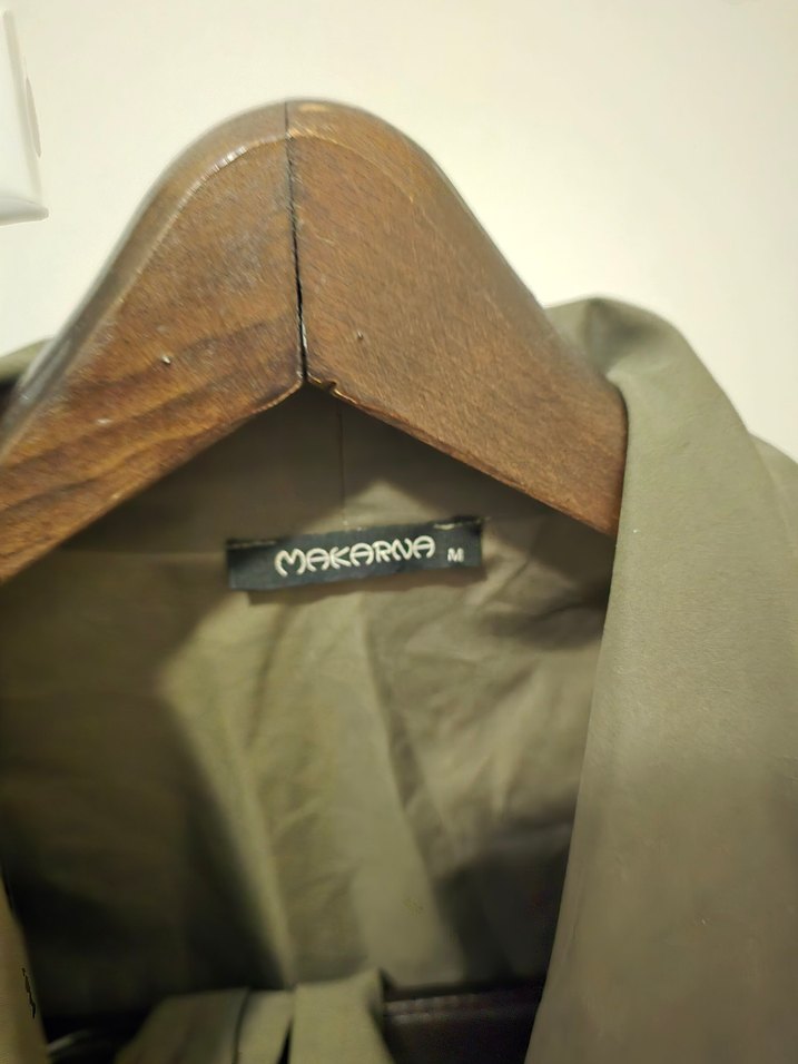 Khaki Kadın Keten Midi Ceket - Görsel 2