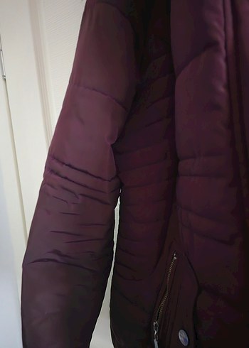 Bordo Kürklü Kadın Kışlık Mont - Görsel 4