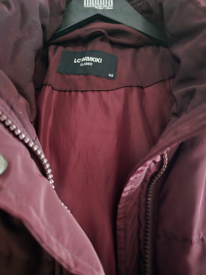 Bordo Kürklü Kadın Kışlık Mont - Görsel 2