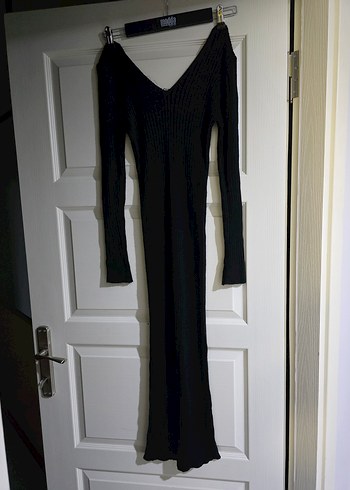 Kadın Siyahi Fitilli  V Yakaı Triko Kazak - Görsel 2