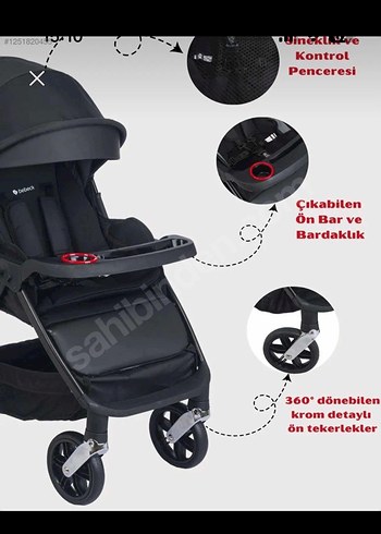 Siyah çift yönlü Bebek Arabası - Görsel 3