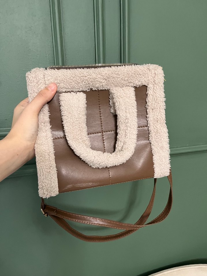 Kahverengi Kürklü Günlük Kadın Çantası - Görsel 2