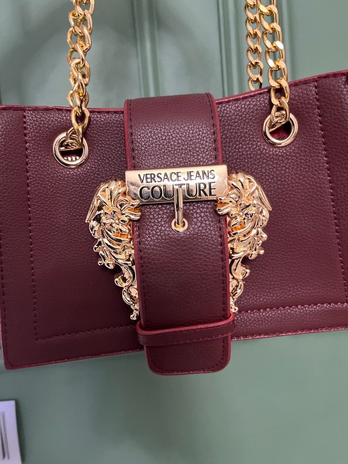 Bordo Zincir Detaylı Deri Kadın Çanta - Görsel 2