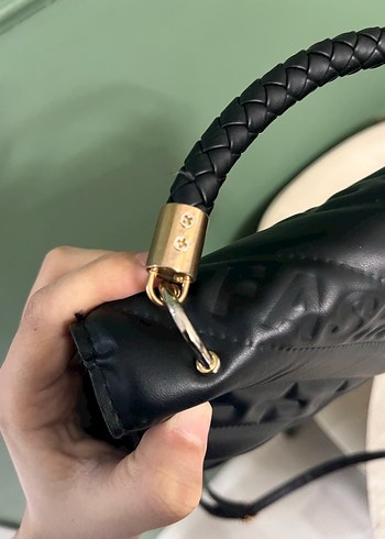 Koyu Siyah  Desenli Deri Kadın Çanta - Görsel 3