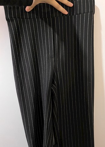 Çizgili Siyah Gri Düğmeli Kadın Blazer alt üst takım - Görsel 4