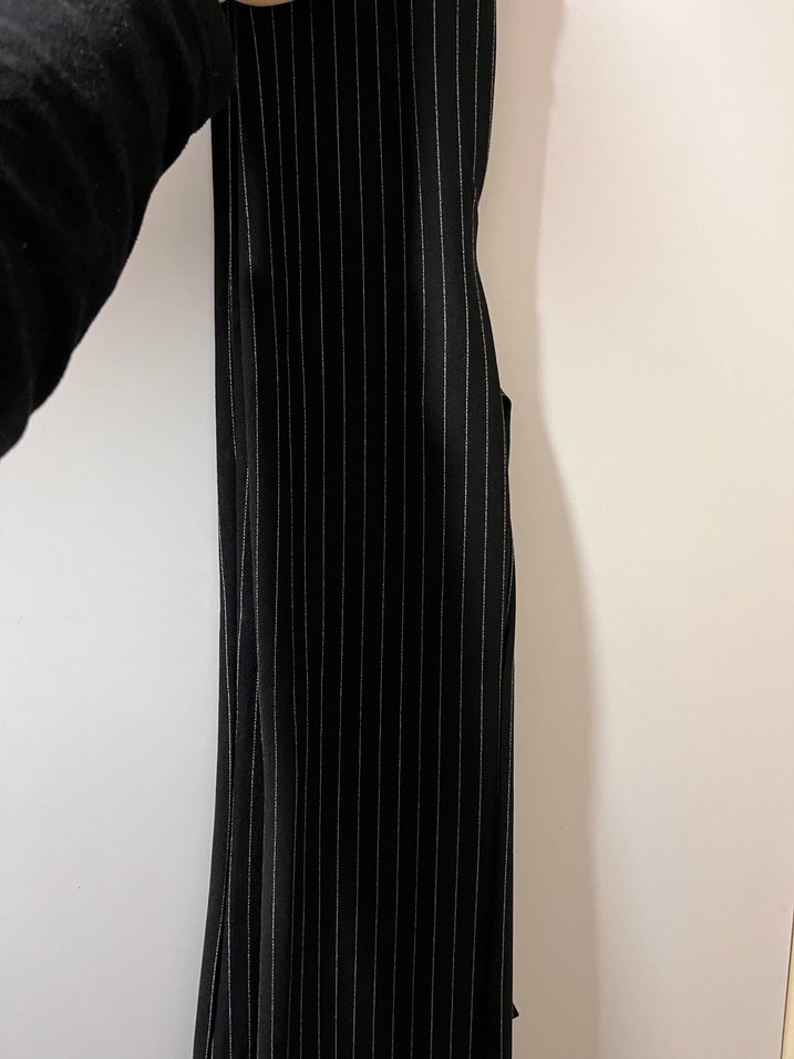 Çizgili Siyah Gri Düğmeli Kadın Blazer alt üst takım - Görsel 3