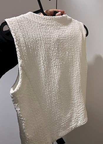 Düğmeli Beyaz Kadın Yelek - Görsel 4