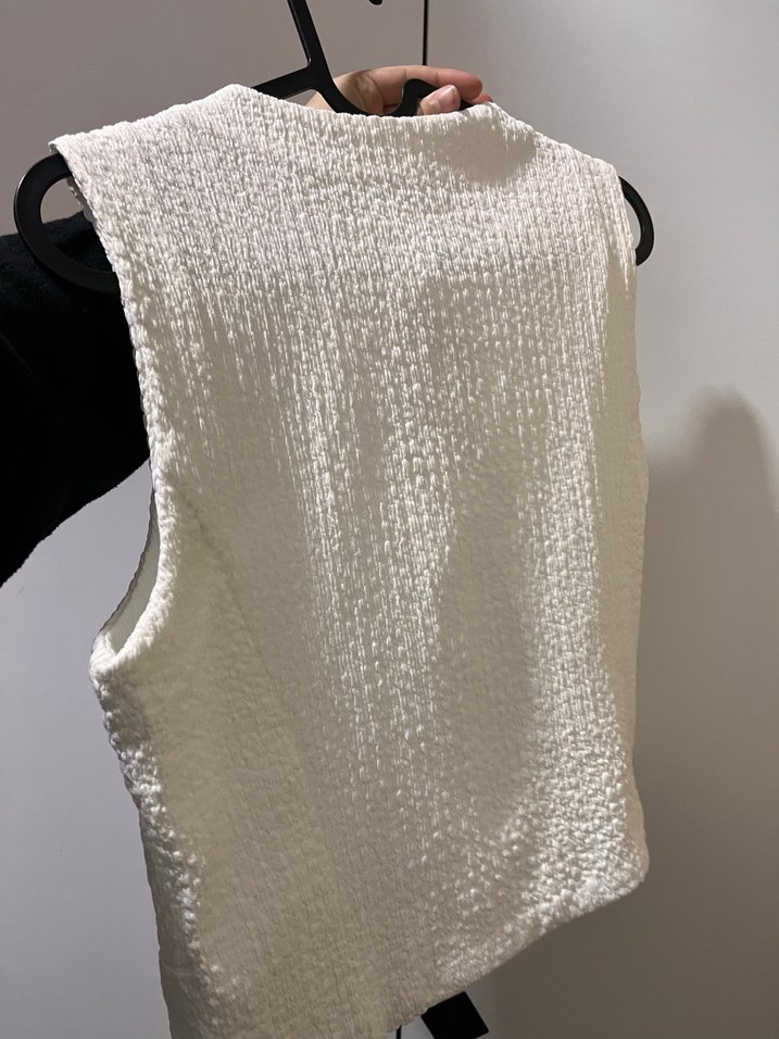 Düğmeli Beyaz Kadın Yelek - Görsel 4