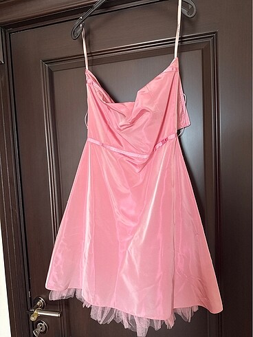 Pembe kısa abiye elbise - Görsel 2