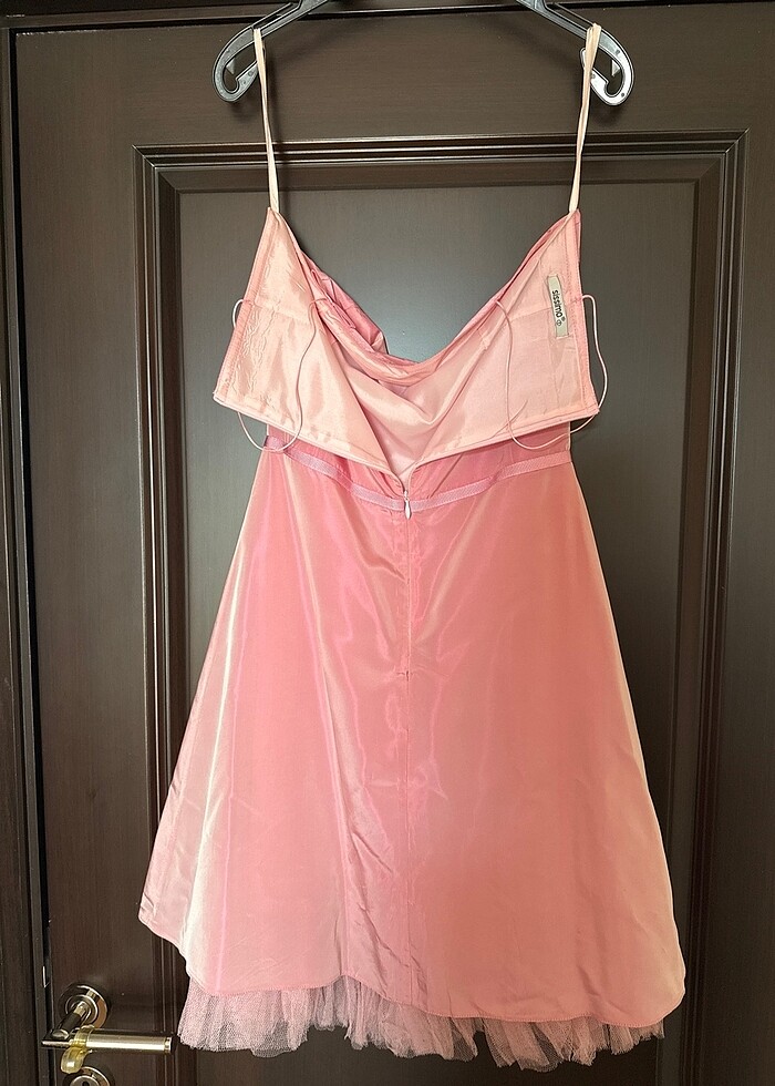 Pembe kısa abiye elbise - Görsel 3