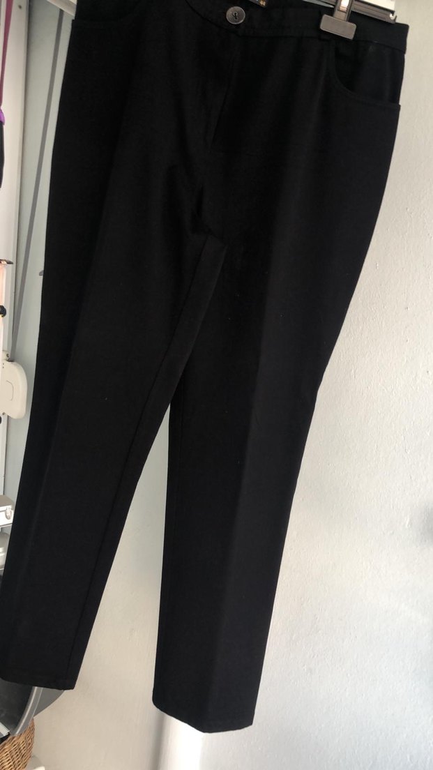 Siyah Midi Kumaş Kadın Pantolon - Görsel 2