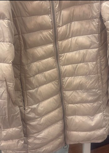 Bej Kadın Fermuarlı Midi Mont - Görsel 2