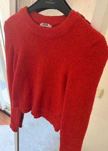 Kırmızı Kadın Örgü Yün Kazak - Görsel 3