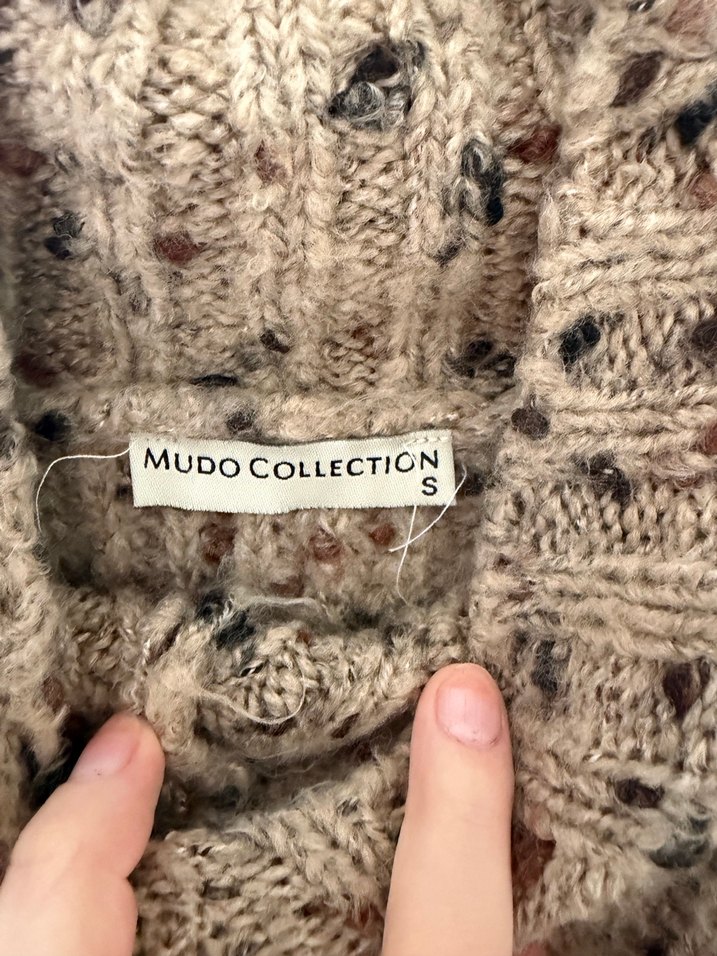 Bohem Tarzı Gri Örgü Boğazlı Kadın Kazak - Görsel 2