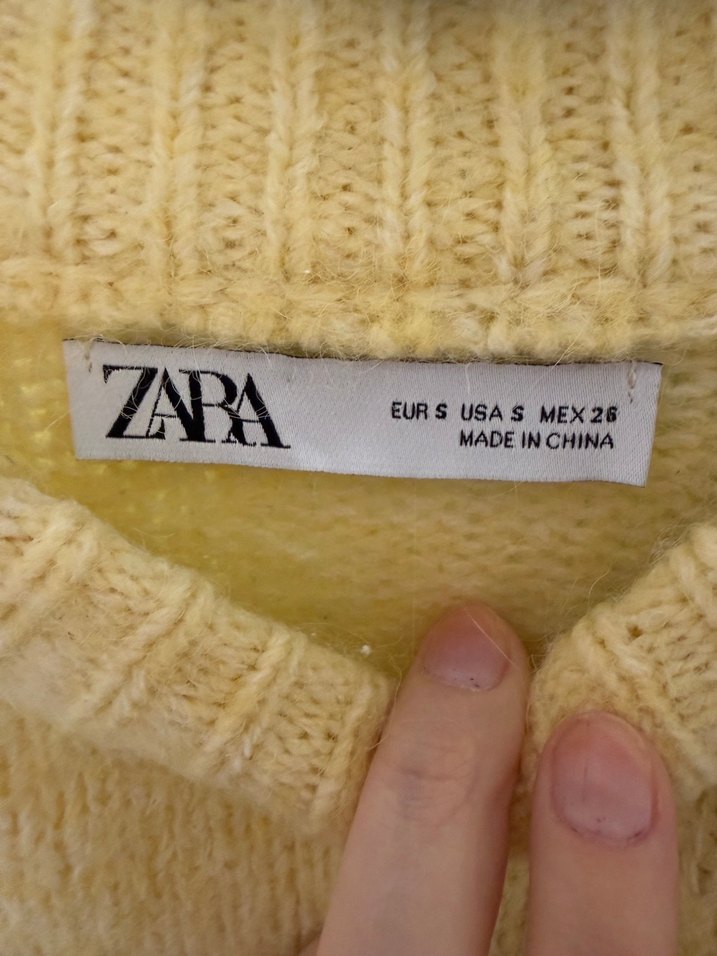 Sarı Örgü Kadın Kazak, Normal Boy, Bisiklet Yaka - Görsel 2