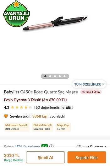 Babyliss 19mm maşa