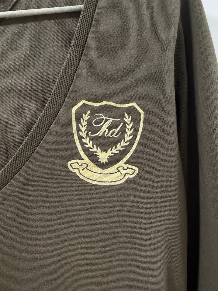 Tommy Hilfiger Haki V Yaka Uzun Kollu Tişört - Görsel 2