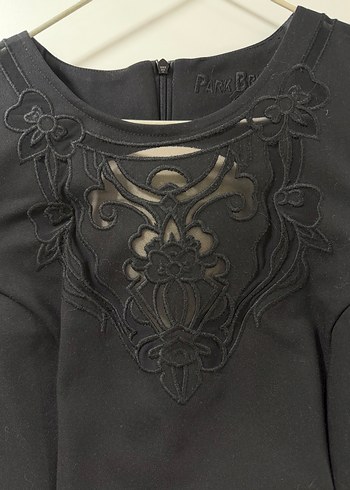 Siyah V Yaka Kısa Kollu Ofis Elbisesi - Görsel 2