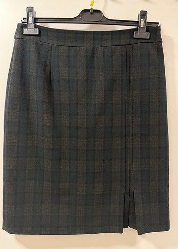 Gri Ekose Desenli Midi Etek - Görsel 2