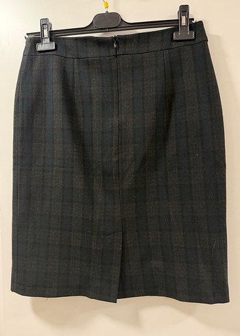 Gri Ekose Desenli Midi Etek - Görsel 4